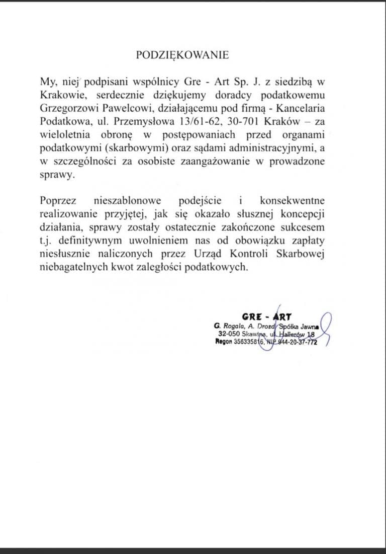 [:pl]Podziękowanie Gre-Art[:]